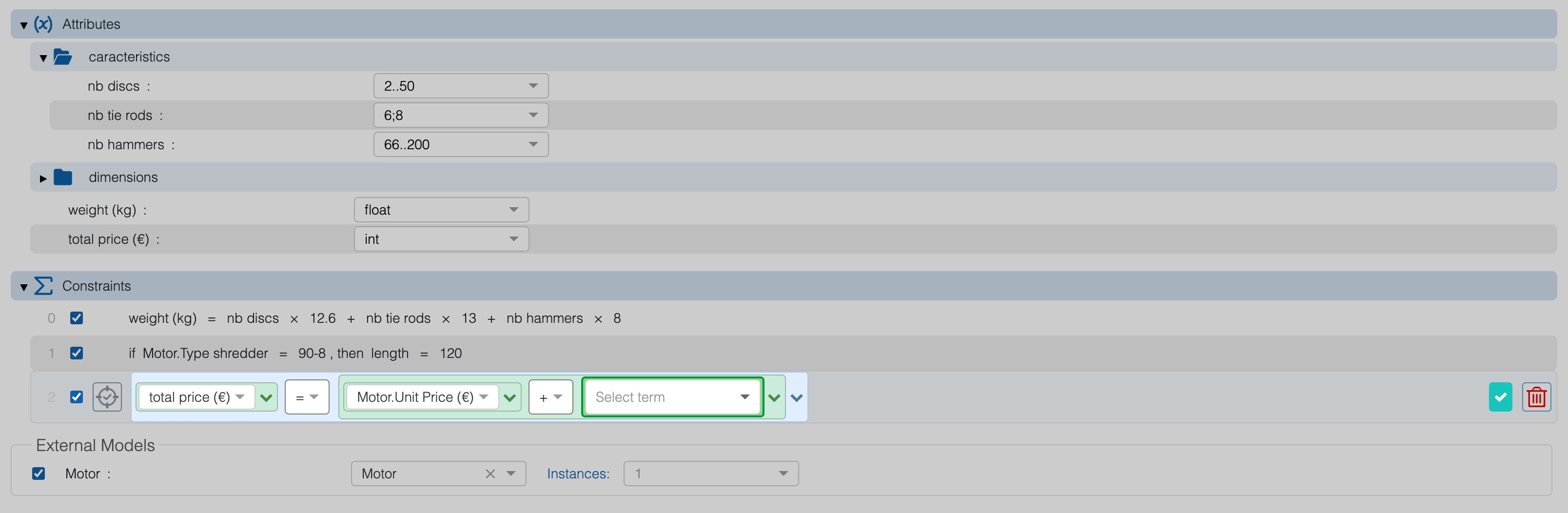 Editing product models in Cosling configurator