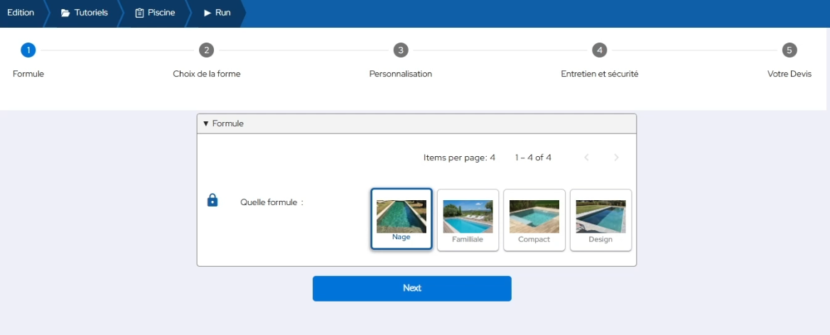 Screenshot of the different type of swimming pool
